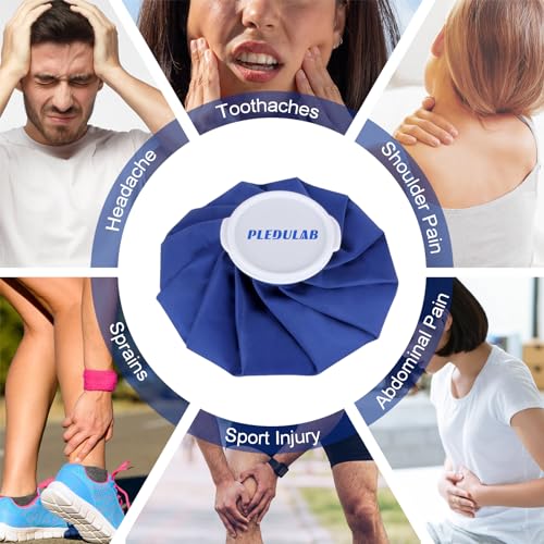 Pledulab Ice Bag for Injuries, 3 Pack (6"/9"/11") Reusable Hot & Cold Therapy Pack, No-Leak Screw Cap for Sports Injuries, Pain Relief, Swelling, Headaches - size: 6, 9, 11 Inch Set