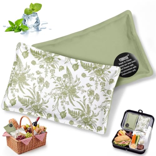VIHOSE 2 Pcs Ice Packs for Lunch Box Bag - color: Green, style: Floral