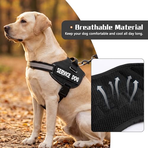 MUMUPET Service Dog Vest, No Pull & Reflective Dog Harness, Black, L - color: Black, size: Large