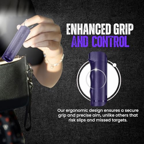 Police Magnum Keychain Pepper Spray Flip Top Safety 2 Pack 1/2oz - Maximum Heat Strength OC with Dye - Tactical Small Compact Case Holder - for Women & Men's Self Defense - Made in The USA - color: PURPLE