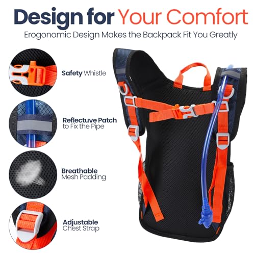 Shinylin Kids Hydration Backpack with 1.5L Water Bladder Hiking Backpack Lightweight for Boys or Girls Children Biking Climbing Running Cycling - color: Red, style: Classic