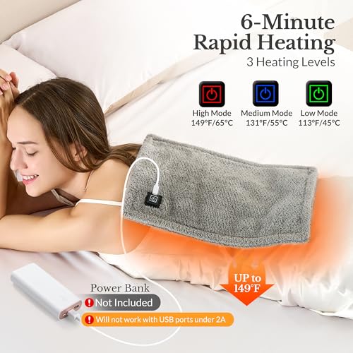 USB Heating Pad for Travel with 3 Heat Settings & Auto-Off, 12x16in - color: Grey