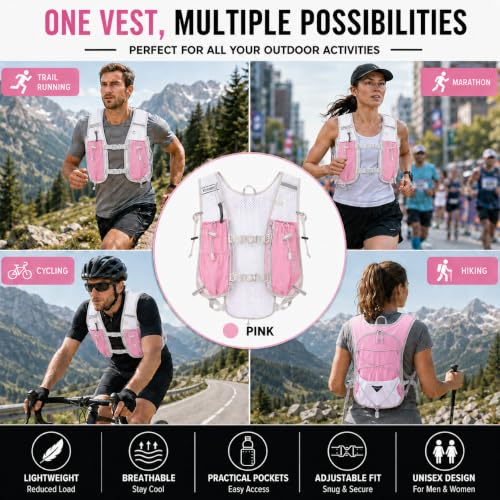 Running Hydration Vest Backpack with 1.5L Bladder for Men Women - color: pink, size: without hydration