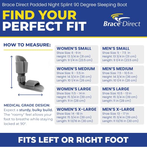 Brace Direct 90 Degree Night Splint, Sleeping Boot for Plantar Fasciitis - size: Small (Pack of 1)