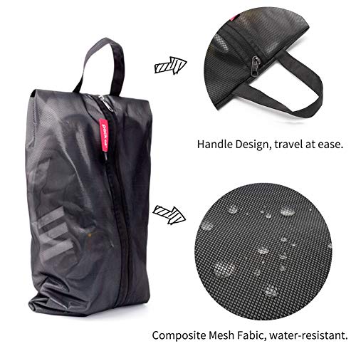 pack all Plus-Sized Shoe Bag for Travel, Water-Resistant Shoe Pouch - color: Plus-Black, style: 2 Pack