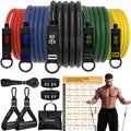 READAEER Resistance Bands, 10-150 LBS Exercise Bands with Handles, Ankle Straps & Door Anchor, Adjustable Workout Bands for Full Body Strength Training, Home, Gym & Travel - size: 10-150LBS