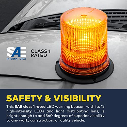 LAMPHUS Aura 7 Inch 12W Red LED Beacon Warning Strobe Light For Trucks - color: Red, size: 7"