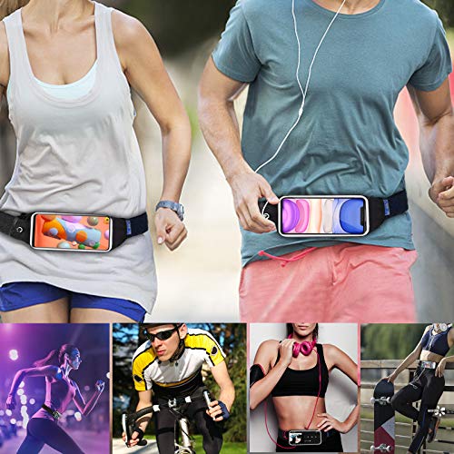 Running Belt,Fanny Pack Fits Phones UP to 6.5" for Women Men,Black and Pink - color: Black