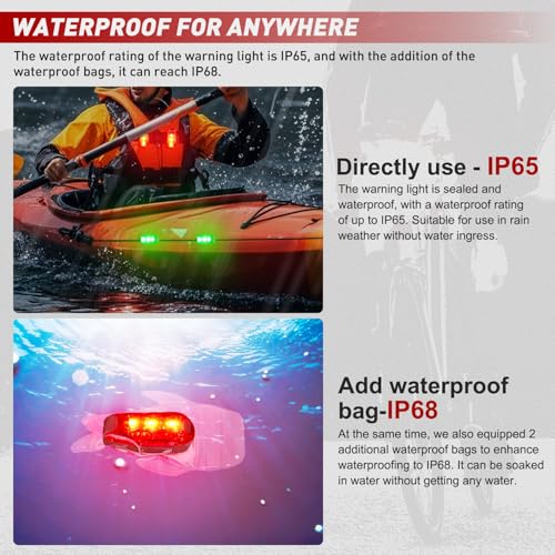 Nilight LED Safety Light 4PCS Red Green Marine Navigation Bike Tail Lights - color: 3LED Safety Light-Red Green