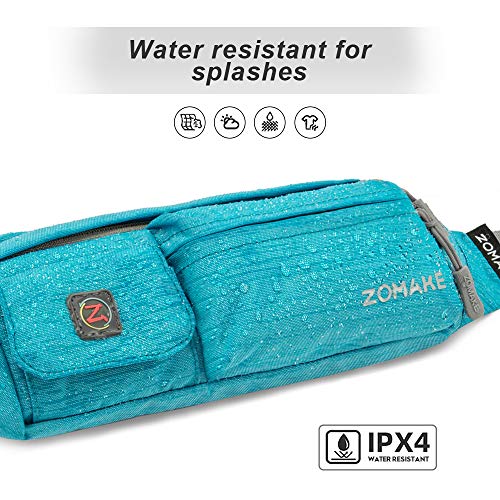 ZOMAKE Small Crossbody Fanny Pack for Women Men, Mini Runners Belt Bag with Adjustable Strap, Fashion Water Resistant Waist Bag for Running Travel Hiking Carrying All Phones(Light blue) - color: Light blue