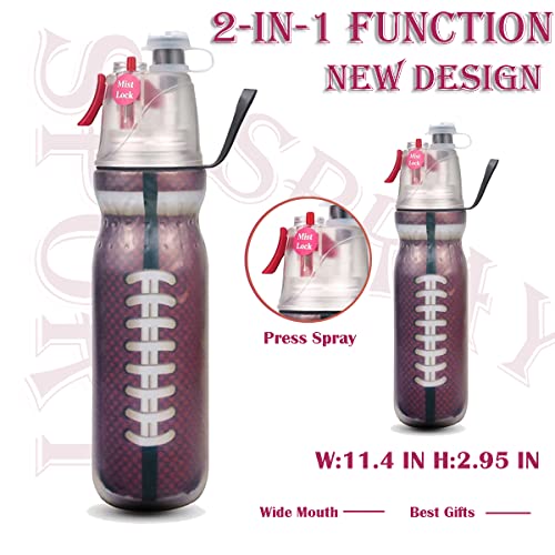 Sports Squeeze Rugby Water Bottles, 2-in-1 Mist And Sip Function BPA-Free - Help You Cool Down Quickly & Quench Thirst, Kids Water Bottle School for Gym Cycling Running Climbing Hiking (Rugby) - color: Rugby