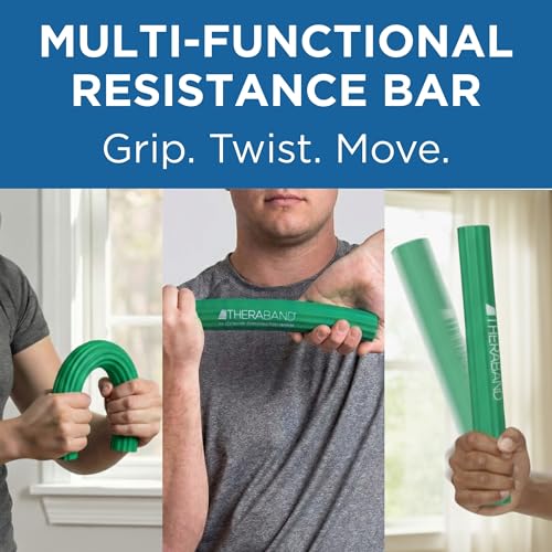 THERABAND FlexBar, Flex Bar, Physical Therapy, Tennis Elbow, M, Green - color: Green - Medium