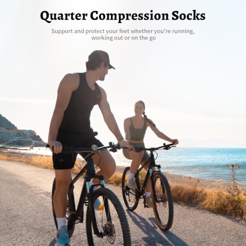 Compression Running Ankle Socks Men & Women 6 Pairs Quarter Cycling Socks - color: Black/White/Gray (2 Pairs Per Each Color), size: Large-X-Large