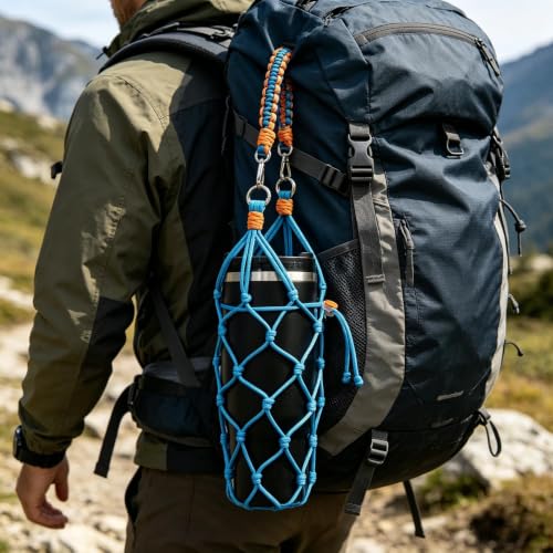 Outman Sports Water Bottle Net Carrier Fits 24oz 30oz 40oz Tumbler(Blue) - color: Blue