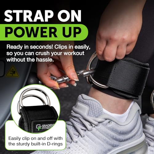 Ankle Straps for Cable Machines, Adjustable, 2 Pack - style: Black 2 D-Rings