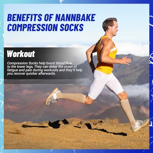 3 Pairs Compression Socks for Women & Men 15-20 mmHg, Knee High - color: 03 Nude/Nude/Nude, size: Small-Medium