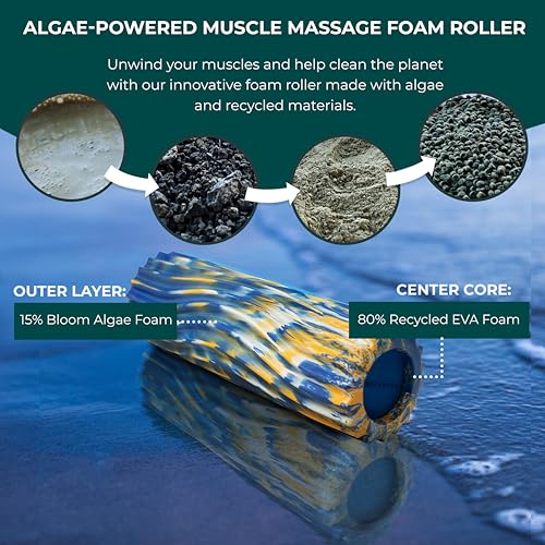 Oceanfoam Ripple Roller - Small Foam Roller (Royal, Gold & Natural Marbled) - color: Royal, Gold & Natural Marbled