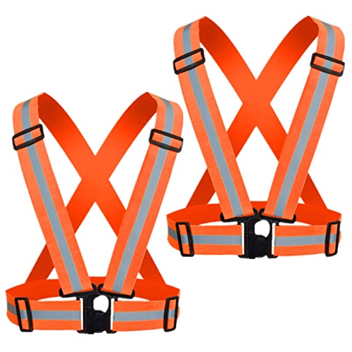 Reflective Vest, High Visibility Safety Vest Straps Reflective Gear for Night Running Walking Cycling for Men Women Kids - color: 2 Orange