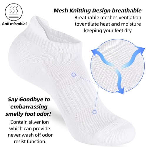 ATBITER Women's Ankle Socks Cushioned Running Athletic No Show Socks-6Pairs - color: 6pairs 2white+2black+2grey, size: 10-12