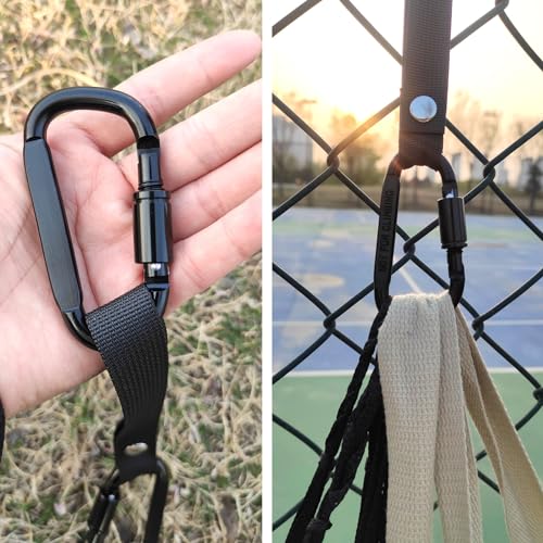 Fence Hooks for Baseball Bag, Softball, Camping, Multifunctional Carabiner Hanging Backpack, Water Bottle (Black) (2)