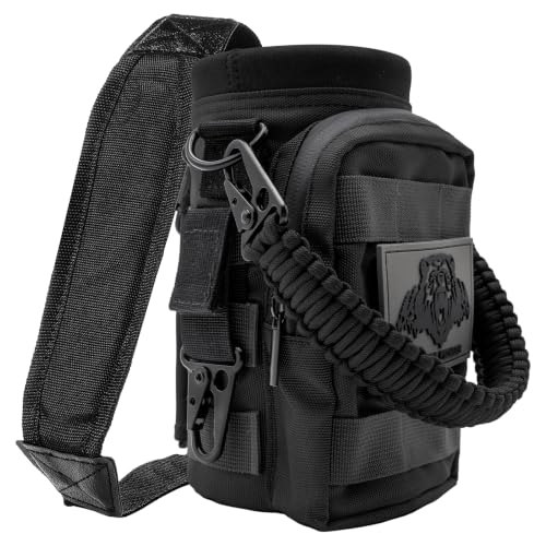 NATURE PIONEOR 32 64 128oz Tactical Water Bottle Pouch, MOLLE Bottle Holder - color: Black, size: 32OZ