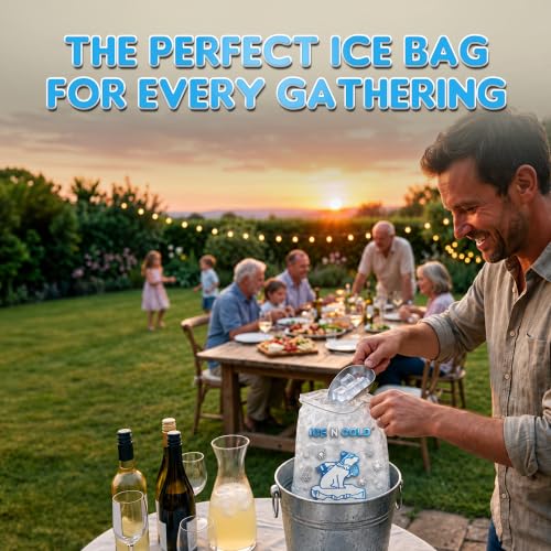 ICE N COLD 8lb Ice Bags (100 ct) with Cotton String | 11" x 18" - size: 8 lb