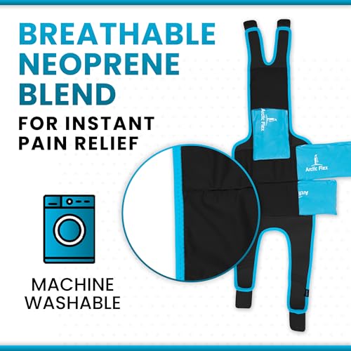 Vive Knee Ice Pack Wrap - Cold/Hot Gel Compression Brace for Pain Relief - color: Black & Blue
