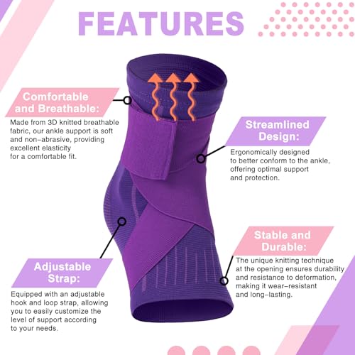 Tarpop 1 Pair Kids Ankle Brace Compression Support,Dark Purple,Small - color: Purple, size: Small