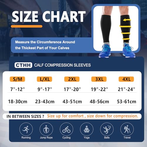 CTHH Calf Compression Sleeve for Men & Women Footless Compression Socks - color: Black