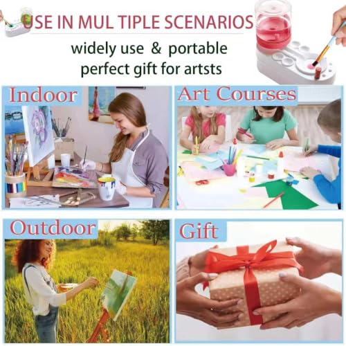 Upgraded Paint Brush Cleaner Tool,Brush Rinser Cup Painting Running Water Circulation Art Supplies for Acrylic,Watercolor and Water Based for Adults Artist Beginners and Kid(Pink) - color: Pink