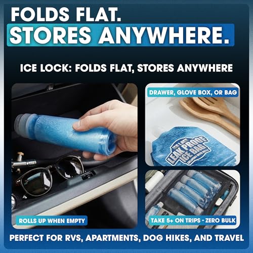 Large Leakproof Ice Bag. Reusable Ice Pack for Cooler - Long Lasting Instant Cooler Ice Packs - Drop in Cubed Ice to Make Cold, Dry Freezer Packs for Coolers - Drink Your Ice When It Melts - size: Small (40 fl oz) / 2 Pack