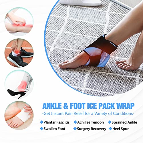Comfpack 2 Pack Ankle Ice Pack Wrap for Swelling, Heel Ice Pack for Pain Relief, Hot Cold Therapy Cold Pack for Plantar Fasciitis, Achilles Tendonitis, Ankle Sprain, Foot Pain - color: Blue-2 Pack