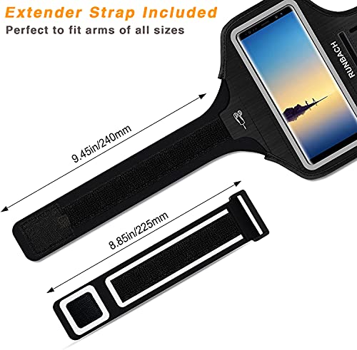 Armband for Galaxy Note 20/10+/9/8,Sweatproof Running Exercise Bag with Fingerprint Touch/Key Holder and Card Slot for Galaxy Note 20/10+/9/8(Black)