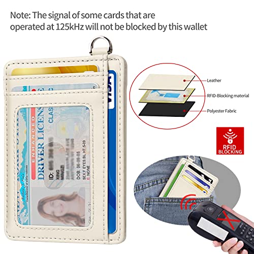 Slim Minimalist Front Pocket Wallet, RFID Blocking Credit Card Holder Wallet with Integrated D-Shackle for Men Women - color: Cowhide Beige