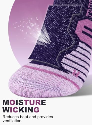 Trusiel Ankle Compression Socks for Women Running Moisture Wicking 5 Pairs - color: White Pink Purple, size: 6-9