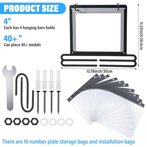 Medal Hanger Display for Runner Race Bib and Medal Display Rack Steel Black