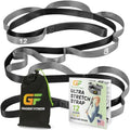 Physical Therapy Yoga Stretch Strap with 12 Loops, 1 Inch Wide, 8 Ft Long - color: Black/Grey
