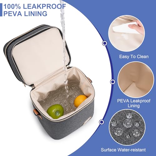 Breastmilk Cooler Bag with Ice Pack Fits 6 Baby Bottles Up to 9 Ounce, Double Deck Leak-Proof Baby Bottles Bag with Shoulder Strap for Nursing & Working Mom, - color: Dark Grey