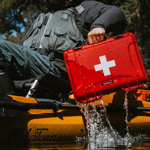 NANUK 904 Waterproof First Aid Kit 110pcs – Durable, Pre-Stocked First Aid Emergency Kit with Bandages, Tick Removal Tool, and More – Dustproof, Impact-Resistant, Floats (10.2" x 7.9" x 4.5") – Red - size: 904 First Aid Kit – 110 Pcs