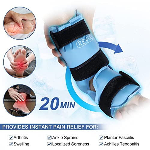 REVIX Ankle Ice Pack Wrap for Injuries Reusable Gel Ice Pack for Knees Pain Relief, Reusable Gel Ice wrap for Leg Injuries