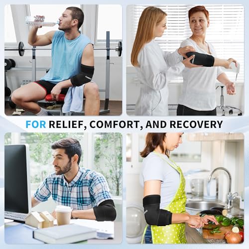 CAMBIVO Reusable Ice Pack Sleeve for Elbow – Hot & Cold Therapy Compression Brace for Tendonitis, Tennis Elbow, Bursitis, Arthritis, Arm & Calf Injuries, Pain Relief, Workout Recovery