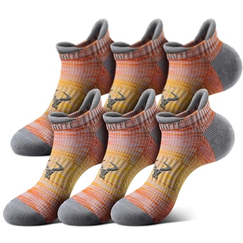 BULLIANT Men Cushioned Compression Nylon Ankle Running Socks No Show 6Pack - color: 6pairs-gray Heather 8914, size: 10-12