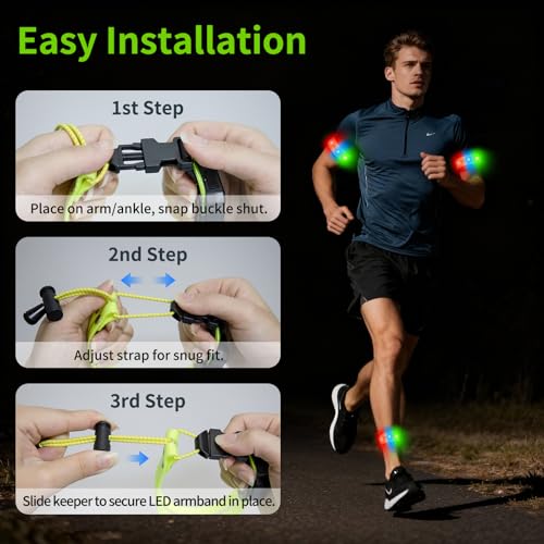 Taximi LED Armband for Running, High Visibility Reflective Running Lights for Runners, USB Rechargeable Light Up Arm Bands for Men Women Kids Night Cycling Walking Jogging - color: Green
