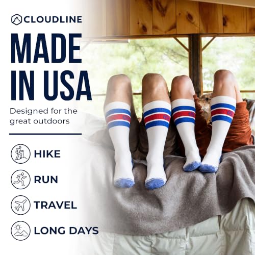 CloudLine - Merino Wool Graduated Compression Socks for Men and Women - Ultralight, Moisture Wicking, Made in USA - 1 Pair - color: White, size: Medium