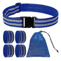 PATIKIL High Visibility Reflective Bands for Wrist Arm Ankle Leg, Adjustable Reflective PT Belt with Armbands & Storage Bag for Women Men Night Running Walking Cycling - color: Blue