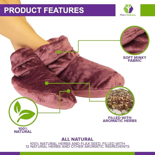 MARS WELLNESS Heated Microwavable Booties - Microwave Slipper Warmers - color: Mauve, size: Pack of 3