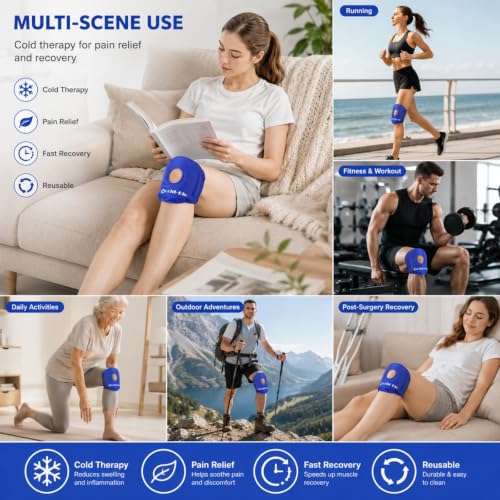 WORLD-BIO 2 Pcs Knee Ice Pack Wrap, Reusable Ice Pack for Knee Pain Relief