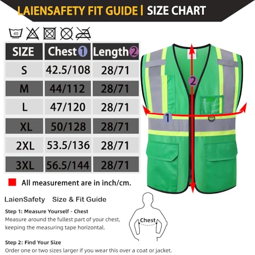 Hi Vis Reflective Safety Vest for Men Women,EK178,Green,L - color: Green, size: Large