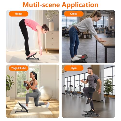 Slant Board for Calf Stretching, Steel Squat Wedge Hold Up to 650LBS - color: Black