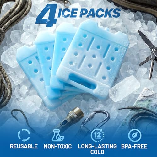 4 Pack Reusable Extra Large Ice Packs for Cooler, Long Lasting Freezer Packs for Camping, Beach, and Road Trips, Cooler Ice Packs BPA-Free Non-Toxic, 10.28"x 7.80" - size: Large 4-pack